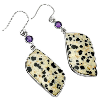 Natural Dalmatian & Amethyst Earrings E-1002 SDE85647