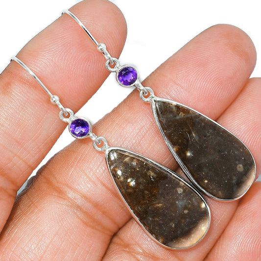 Natural Bat Cave Jasper & Amethyst Earrings E-1002 SDE85652