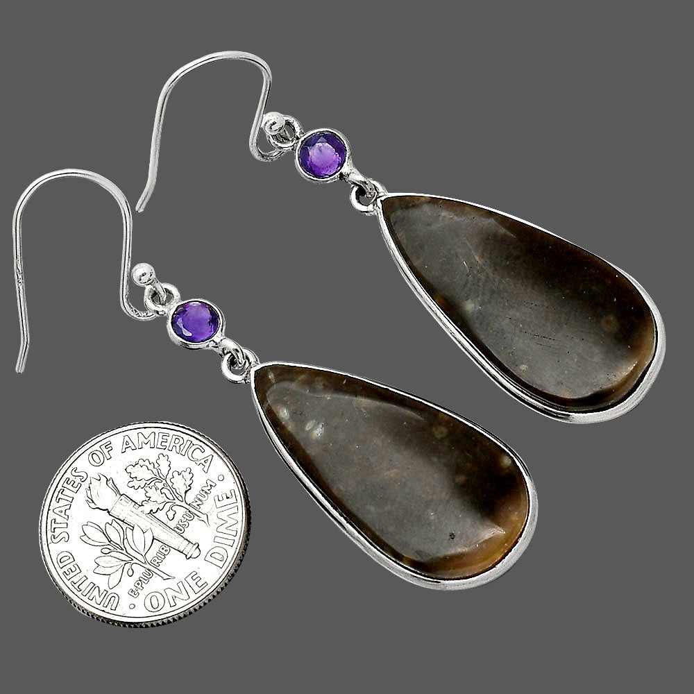 Natural Bat Cave Jasper & Amethyst Earrings E-1002 SDE85652