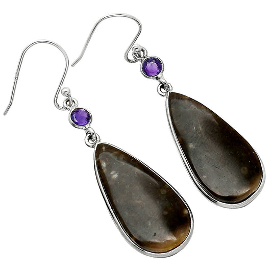 Natural Bat Cave Jasper & Amethyst Earrings E-1002 SDE85652