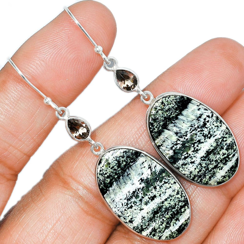 Natural Chrysotile & Smoky Quartz Earrings E-1002 SDE85730
