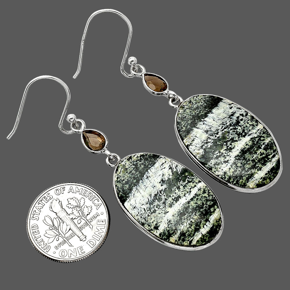 Natural Chrysotile & Smoky Quartz Earrings E-1002 SDE85730