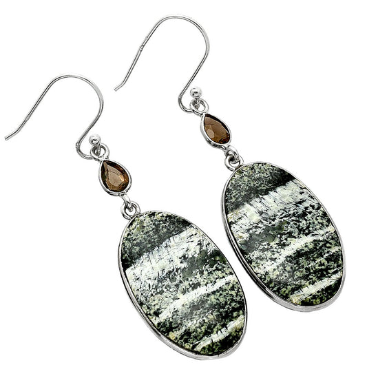 Natural Chrysotile & Smoky Quartz Earrings E-1002 SDE85730