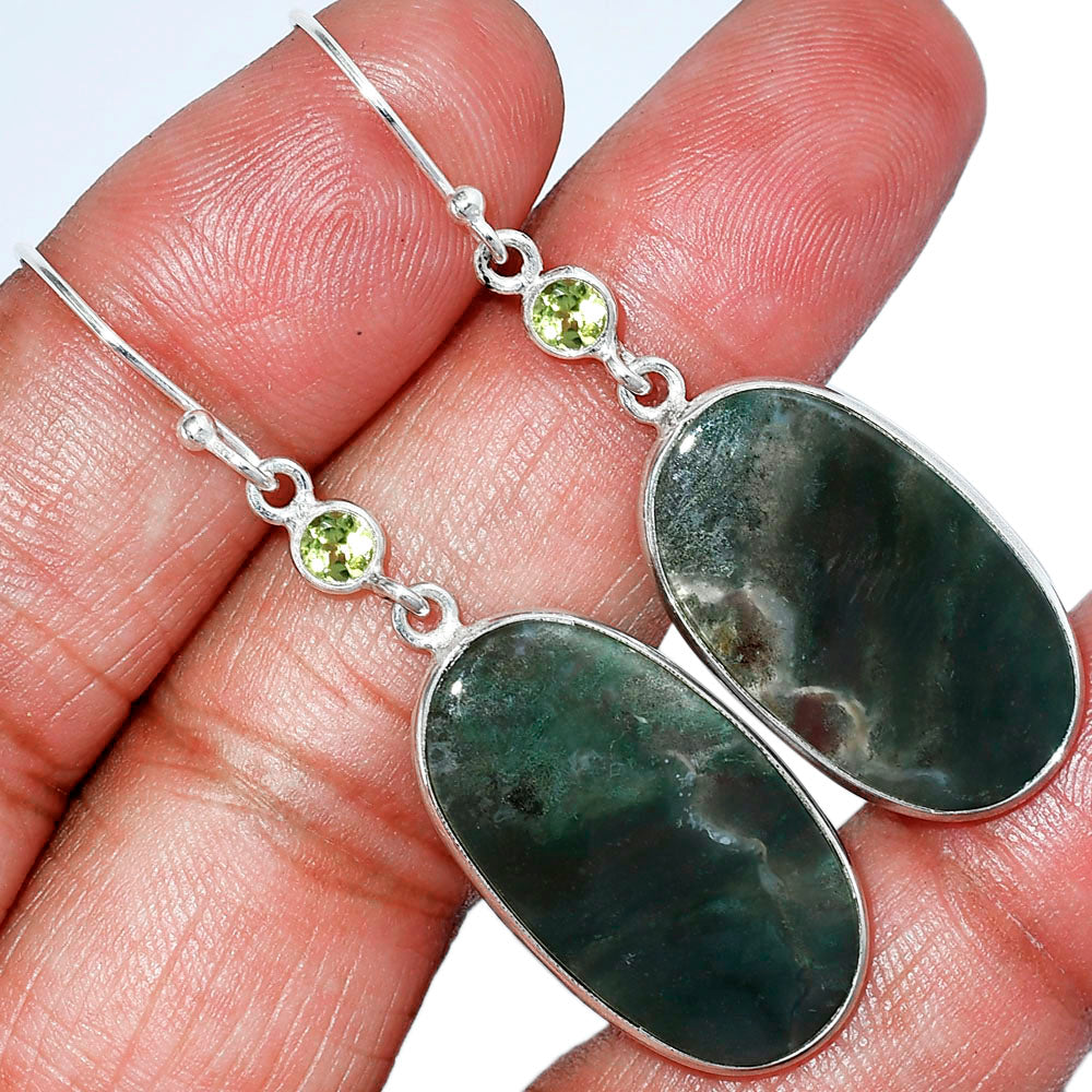 Natural Texas Moss Agate & Peridot Earrings E-1002 SDE85778