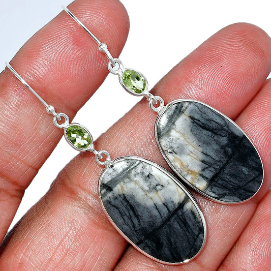 Natural Picasso Jasper & Peridot Earrings E-1002 SDE85801