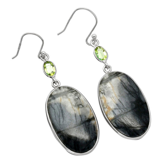 Natural Picasso Jasper & Peridot Earrings E-1002 SDE85801