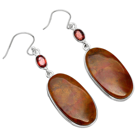Natural Red Moss Agate & Garnet Earrings E-1002 SDE85810