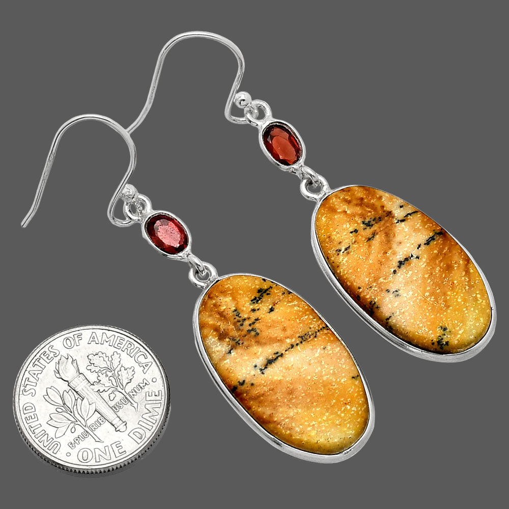 Natural Picture Jasper & Garnet Earrings E-1002 SDE85819