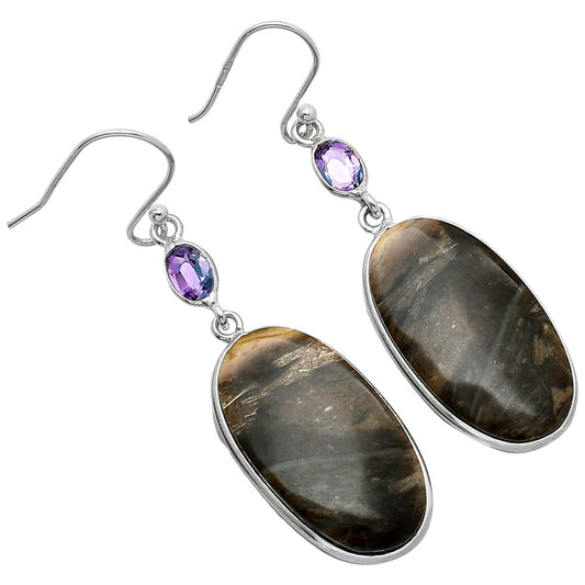 Natural Bat Cave Jasper & Amethyst Earrings E-1002 SDE85833