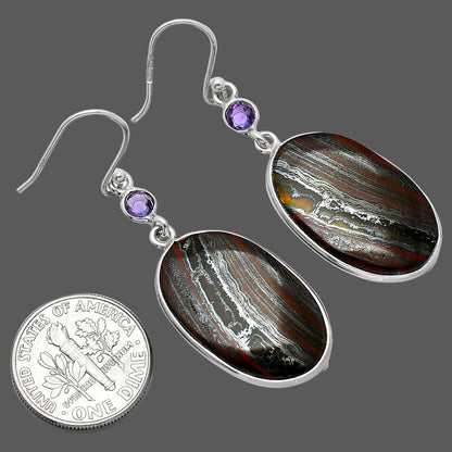 Natural Iron Tiger Eye & Amethyst Earrings E-1002 SDE85847