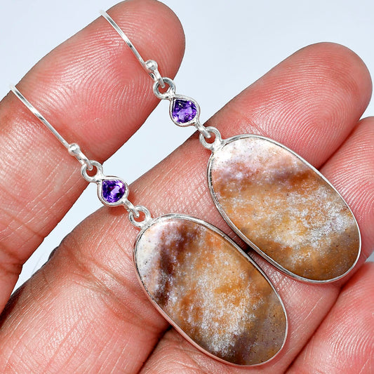 Natural Red Moss Agate & Amethyst Earrings E-1002 SDE85850