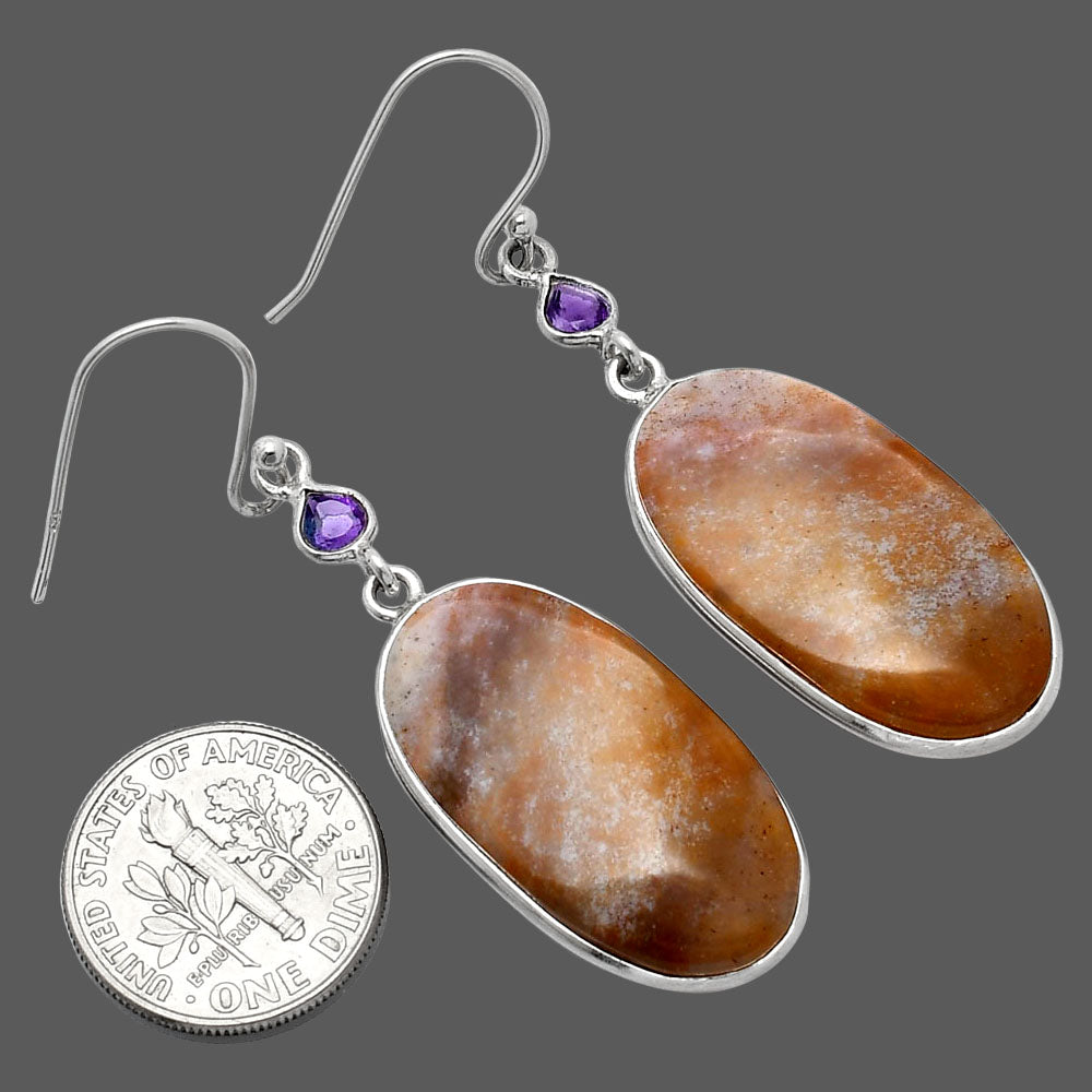 Natural Red Moss Agate & Amethyst Earrings E-1002 SDE85850