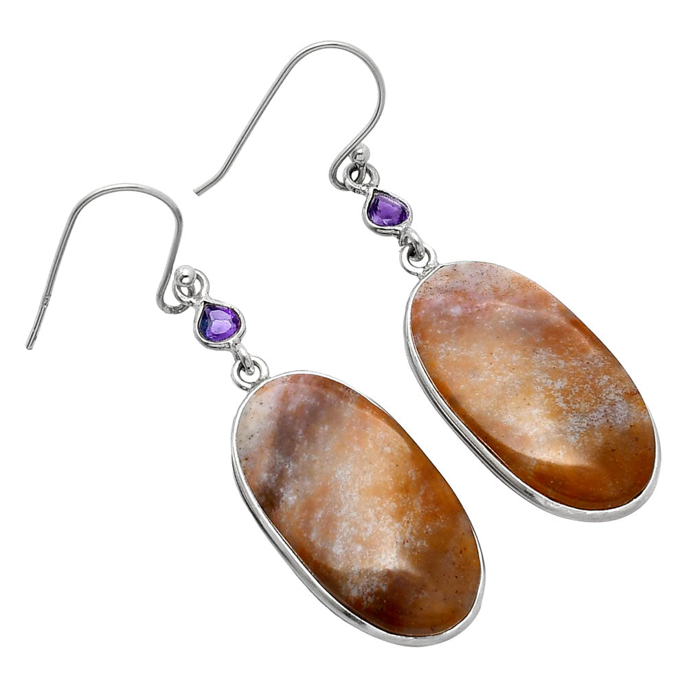 Natural Red Moss Agate & Amethyst Earrings E-1002 SDE85850