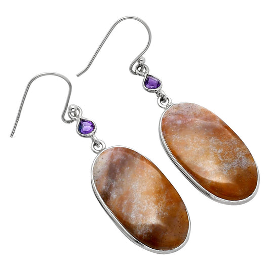 Natural Red Moss Agate & Amethyst Earrings E-1002 SDE85850