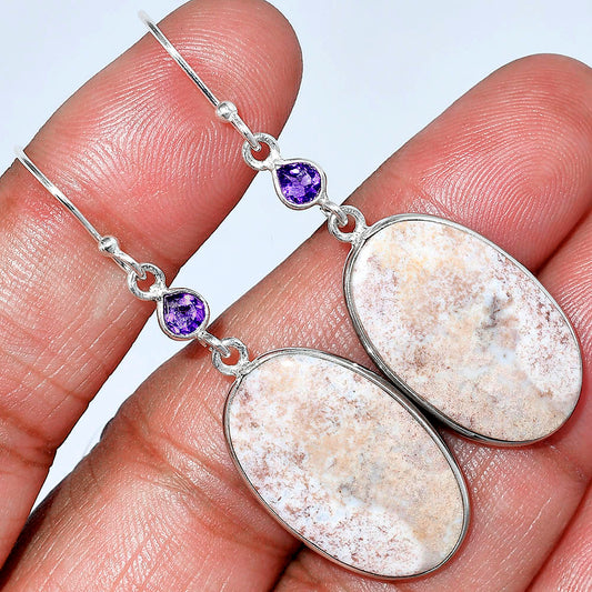 Natural Red Moss Agate & Amethyst Earrings E-1002 SDE85852