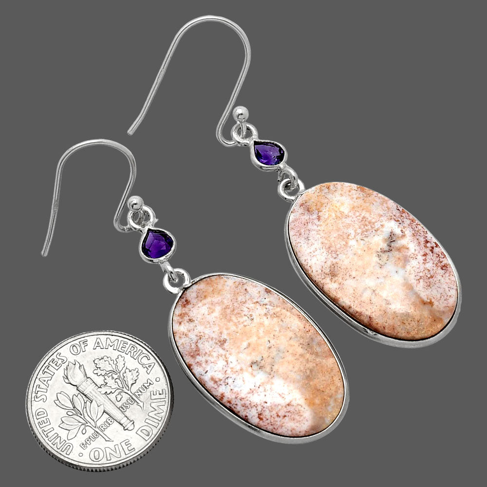 Natural Red Moss Agate & Amethyst Earrings E-1002 SDE85852