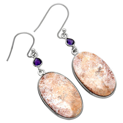 Natural Red Moss Agate & Amethyst Earrings E-1002 SDE85852