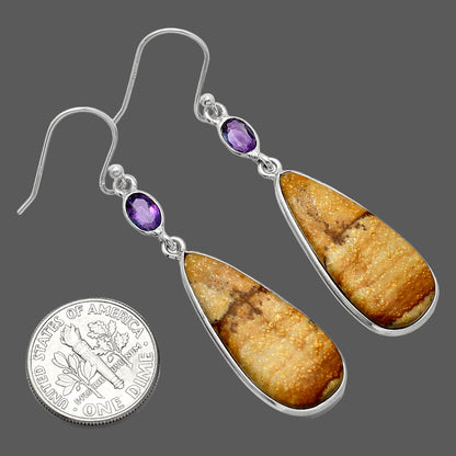 Natural Picture Jasper & Amethyst Earrings E-1002 SDE85855