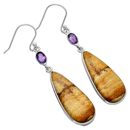 Natural Picture Jasper & Amethyst Earrings E-1002 SDE85855