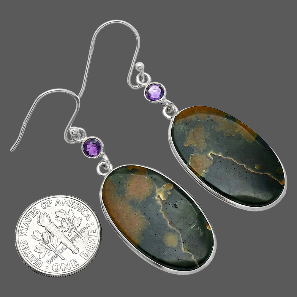 Turkish Rainforest Chrysocolla & Amethyst Earrings E-1002 SDE85862