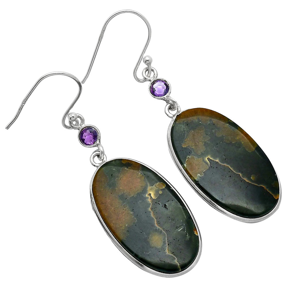 Turkish Rainforest Chrysocolla & Amethyst Earrings E-1002 SDE85862