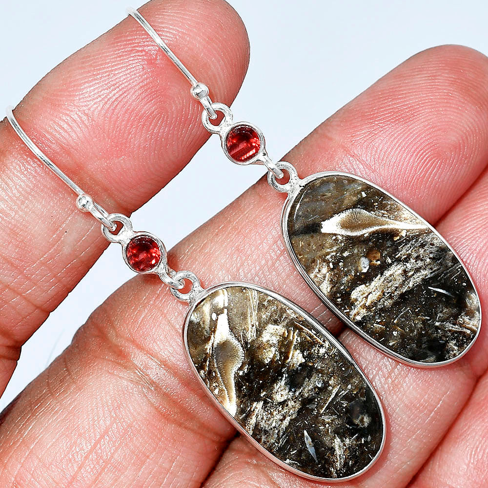 Natural Bat Cave Jasper & Garnet Earrings E-1002 SDE85870