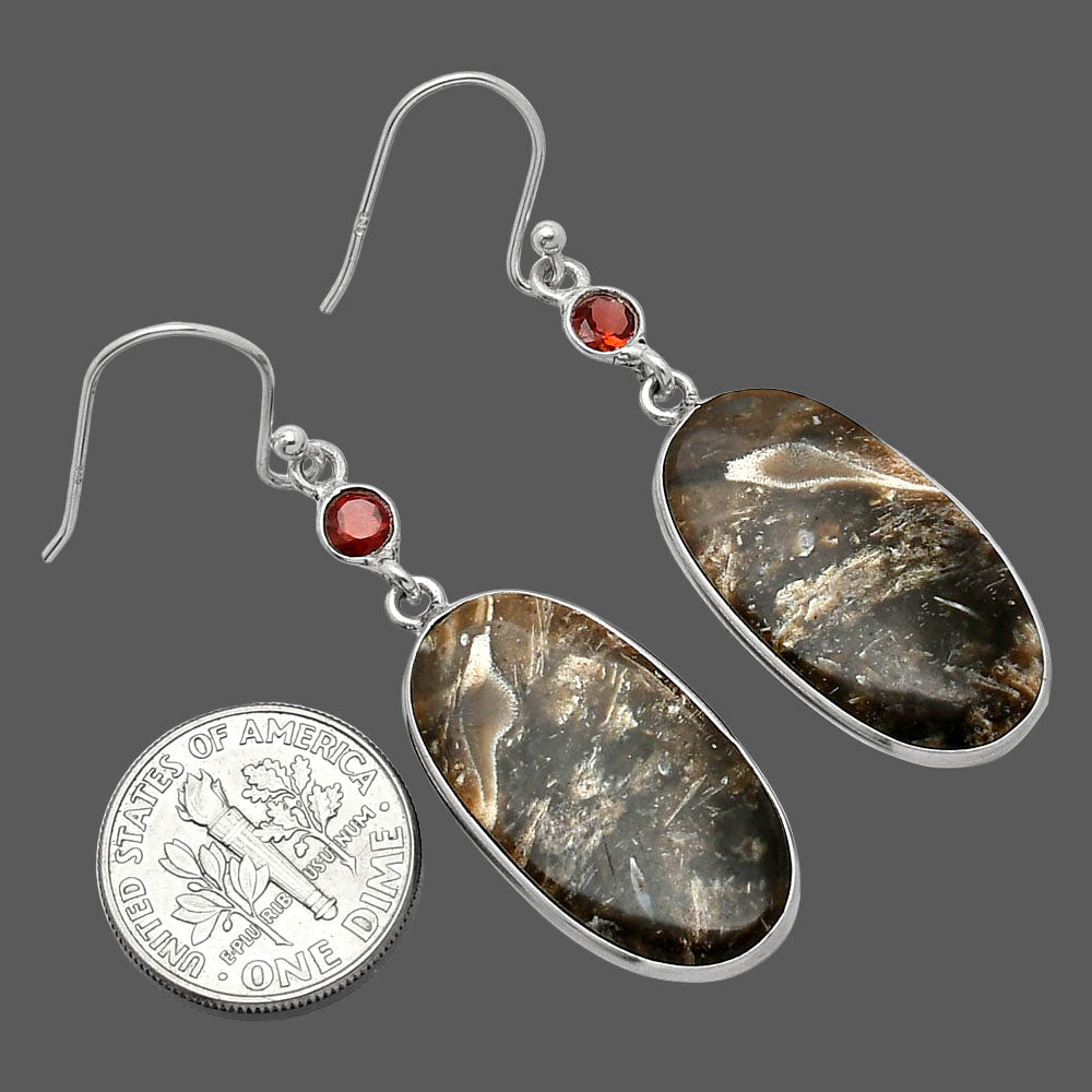 Natural Bat Cave Jasper & Garnet Earrings E-1002 SDE85870