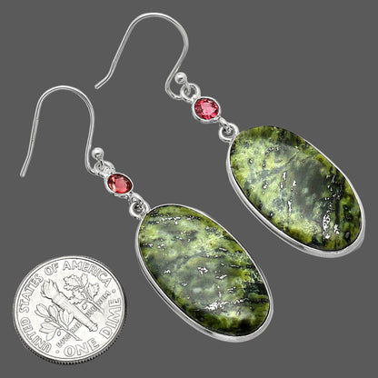 Natural Serpentine & Garnet Earrings E-1002 SDE85898