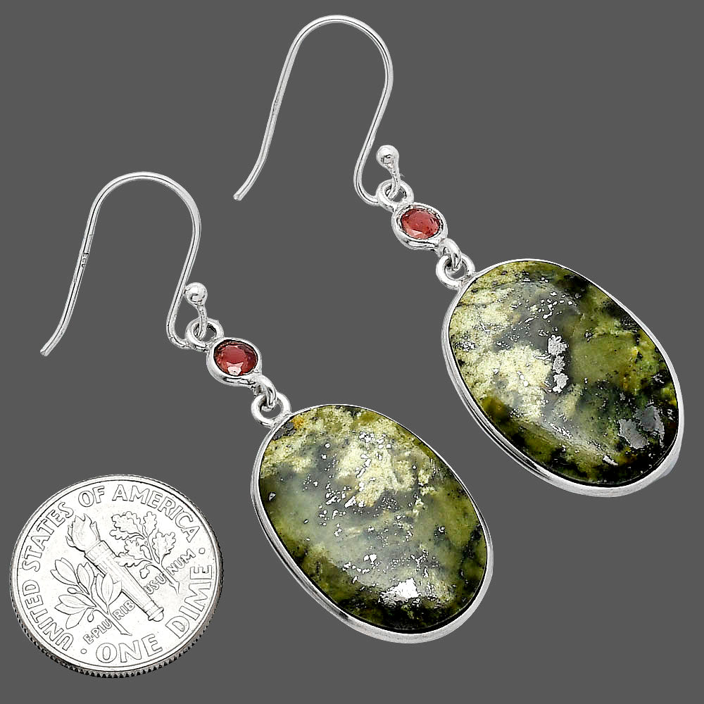 Natural Serpentine & Garnet Earrings E-1002 SDE85900