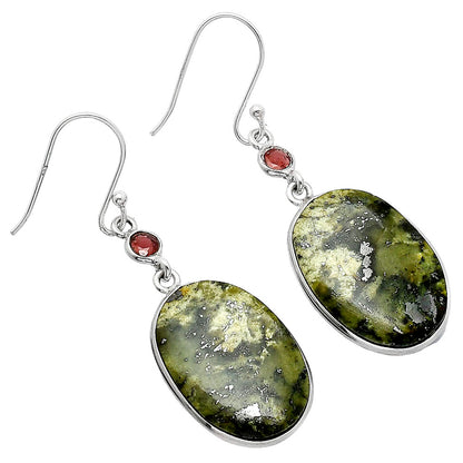 Natural Serpentine & Garnet Earrings E-1002 SDE85900