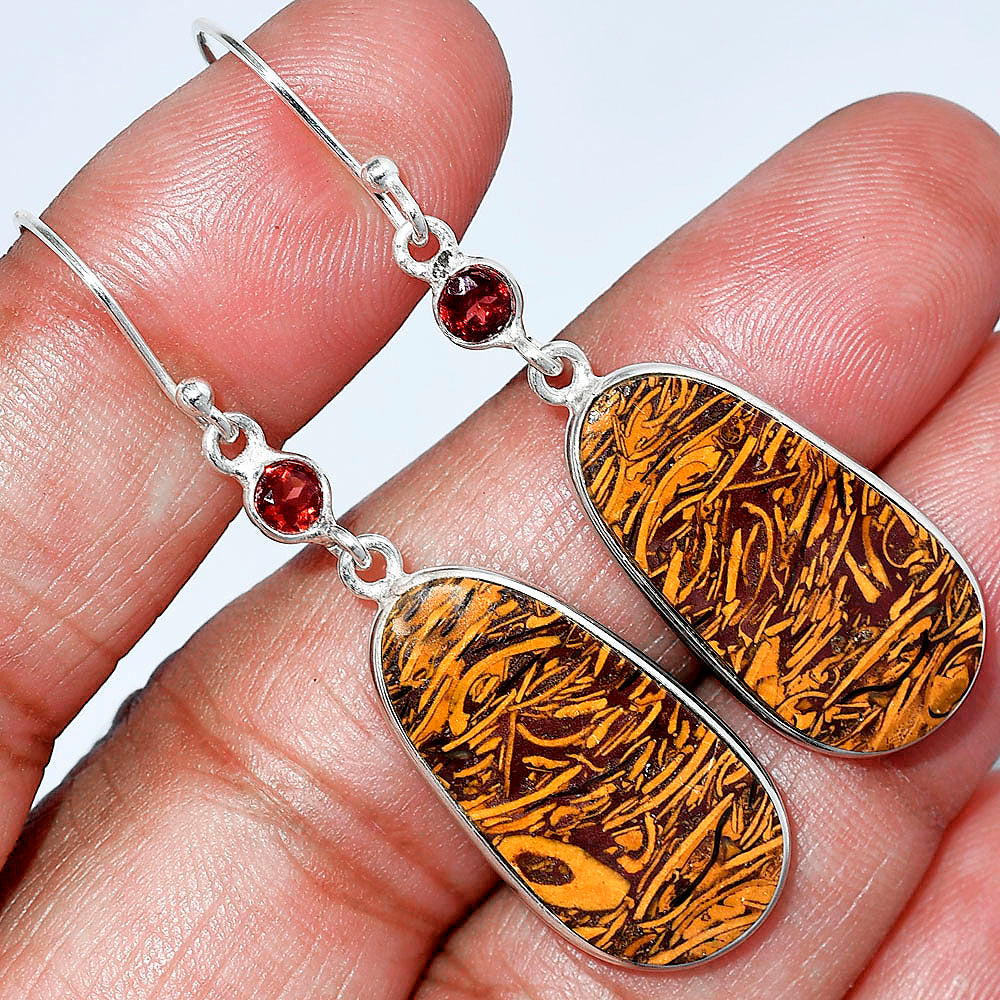 Coquina Fossil Jasper & Garnet Earrings E-1002 SDE85902