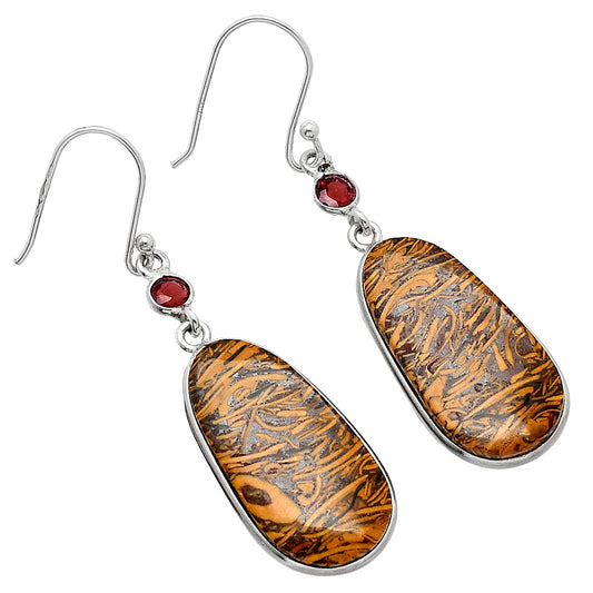 Coquina Fossil Jasper & Garnet Earrings E-1002 SDE85902