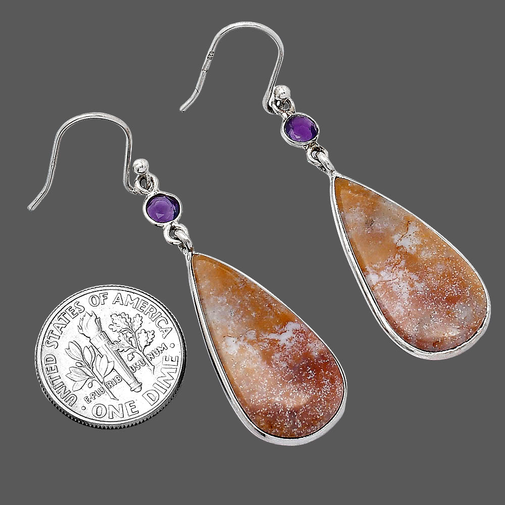 Natural Red Moss Agate & Amethyst Earrings E-1002 SDE86039