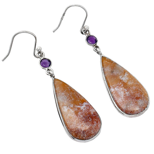 Natural Red Moss Agate & Amethyst Earrings E-1002 SDE86039