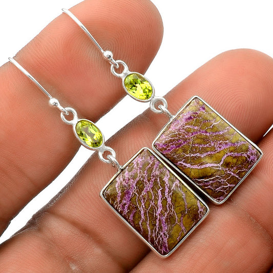 Purpurite - South Africa & Peridot Earrings E-1002 SDE86151