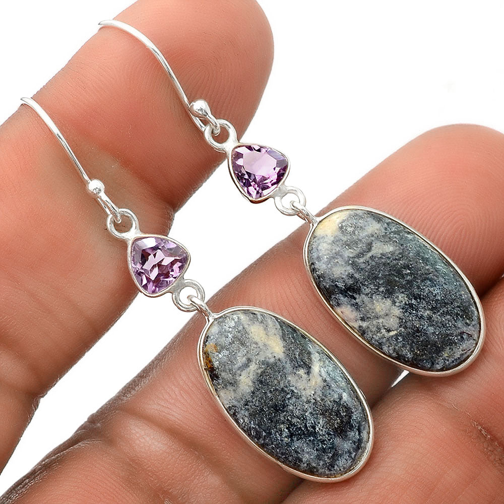 Indian Blanket Jasper & Amethyst Earrings E-1002 SDE86152