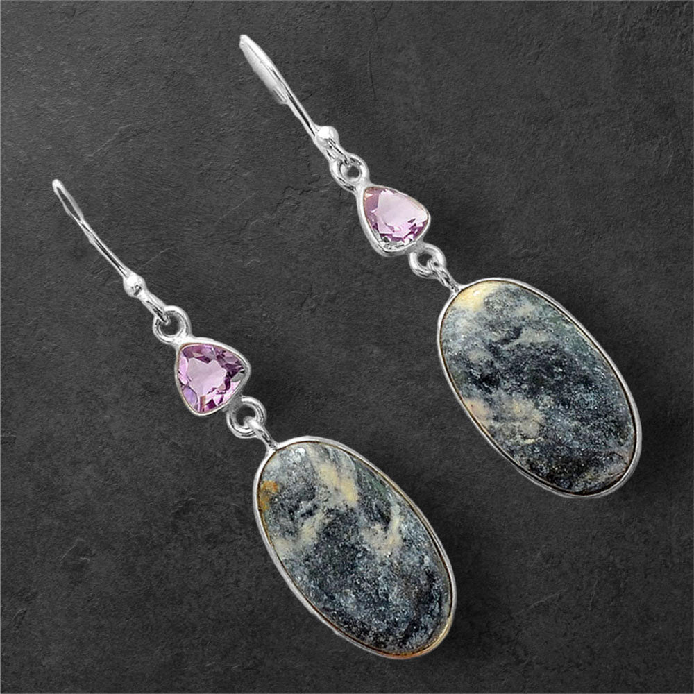 Indian Blanket Jasper & Amethyst Earrings E-1002 SDE86152