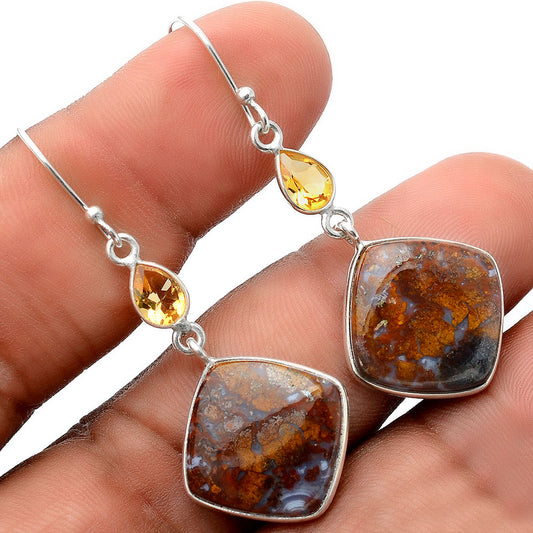 Rare Cady Mountain Agate & Citrine Earrings E-1002 SDE86190