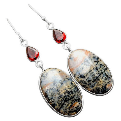 Russian Honey Dendrite Opal & Garnet Earrings E-1002 SDE86197