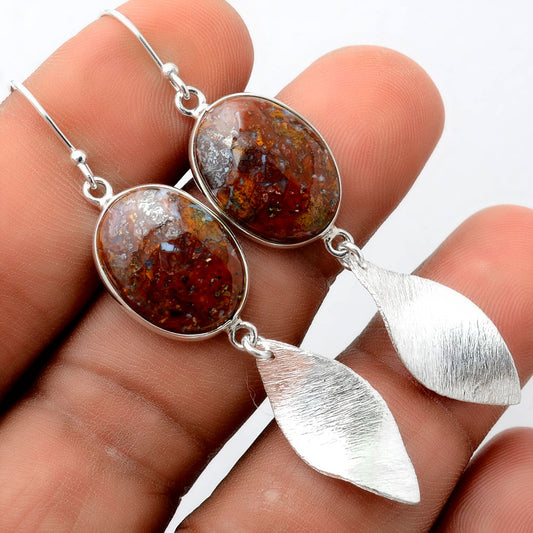 Natural Red Moss Agate Earrings E-1079 SDE86212