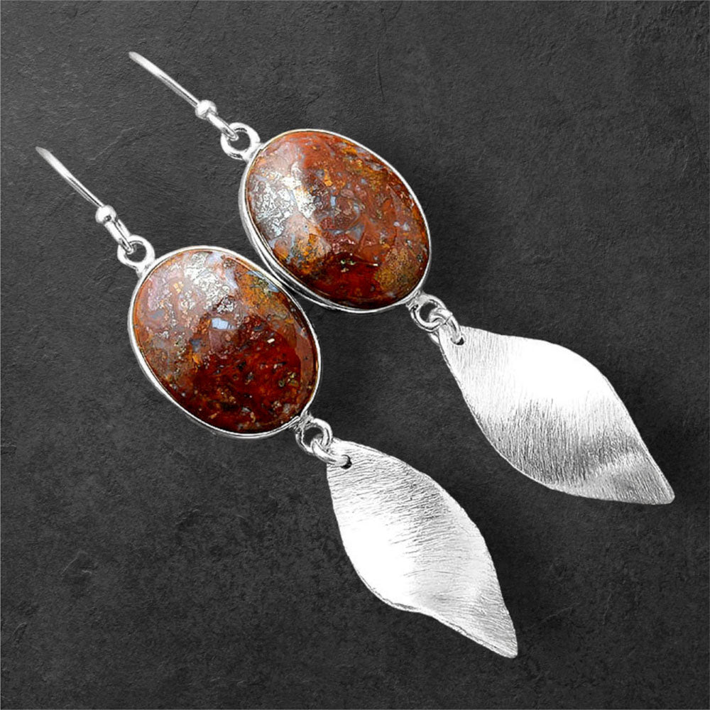 Natural Red Moss Agate Earrings E-1079 SDE86212