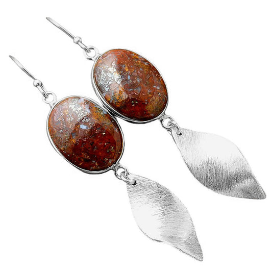 Natural Red Moss Agate Earrings E-1079 SDE86212