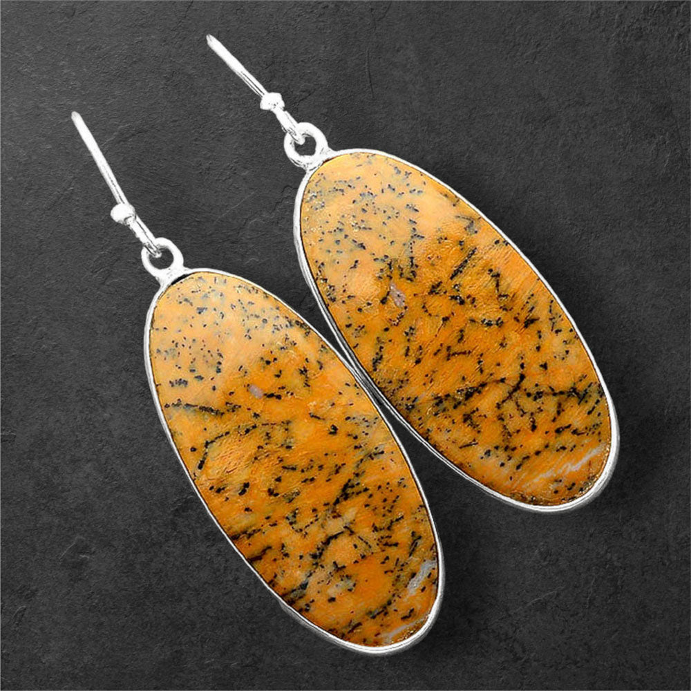 Natural Russian Honey Dendrite Opal Earrings E-1001 SDE86250