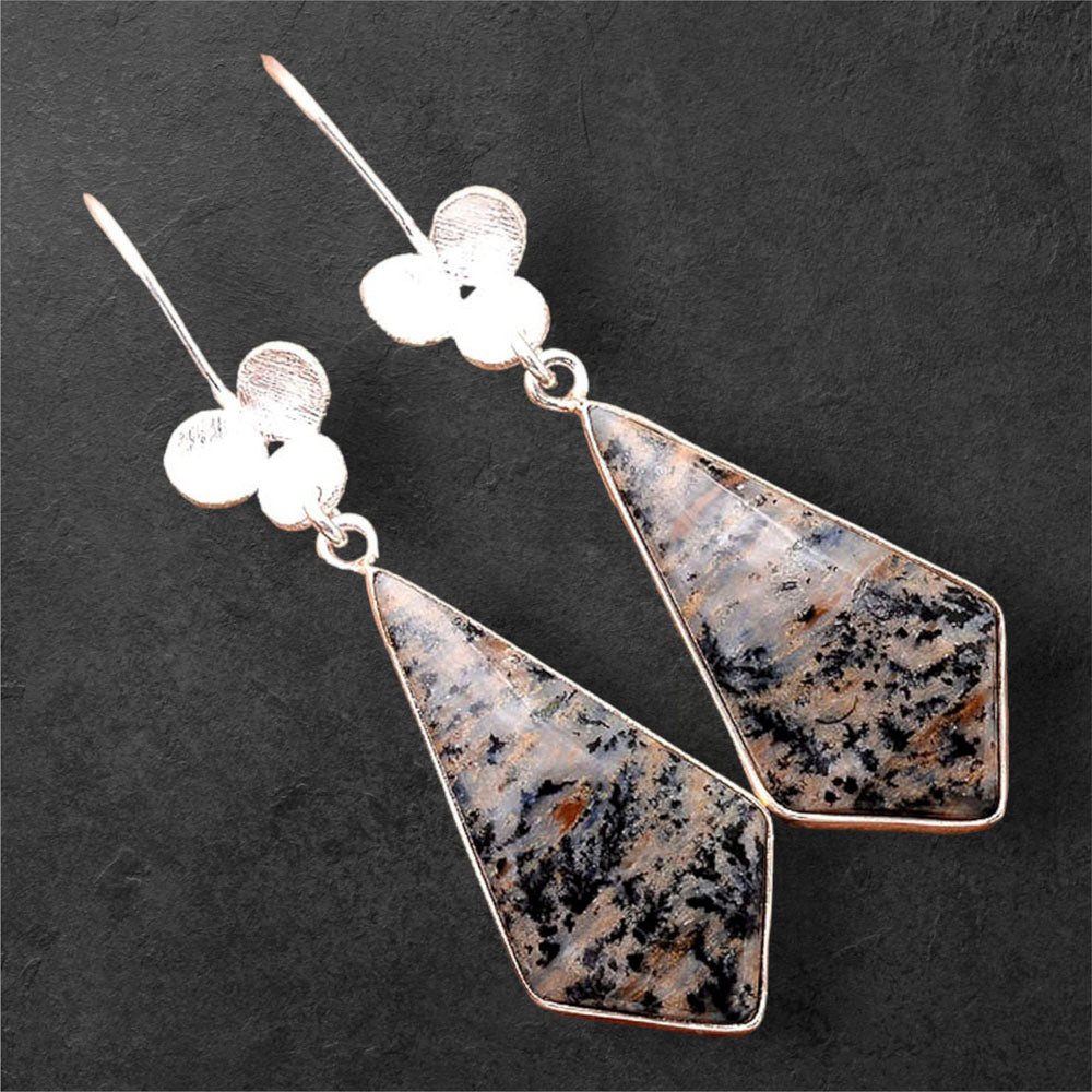 Natural Russian Honey Dendrite Opal Earrings E-1094 SDE86267