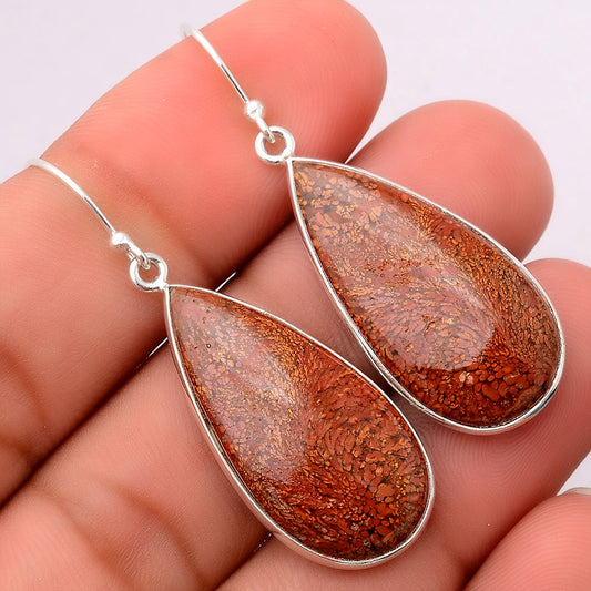 Natural Red Moss Agate Earrings E-1001 SDE86289