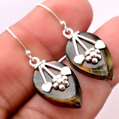 Natural Blue Tiger Eye Earrings E-1233 SDE86295