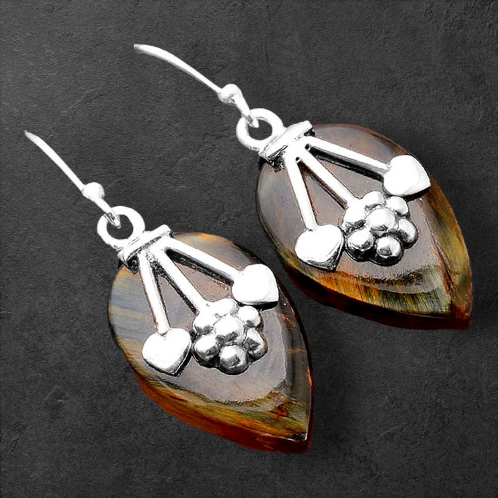 Natural Blue Tiger Eye Earrings E-1233 SDE86295