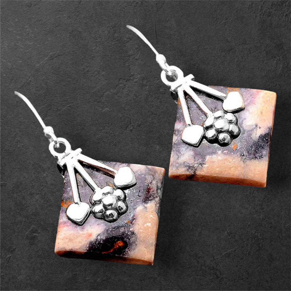 Natural Indian Blanket Jasper Earrings E-1233 SDE86298