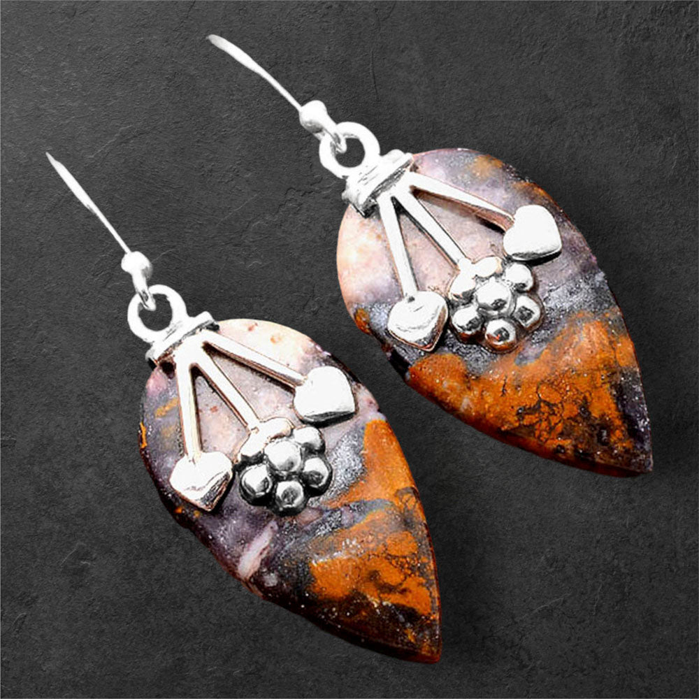 Natural Indian Blanket Jasper Earrings E-1233 SDE86299