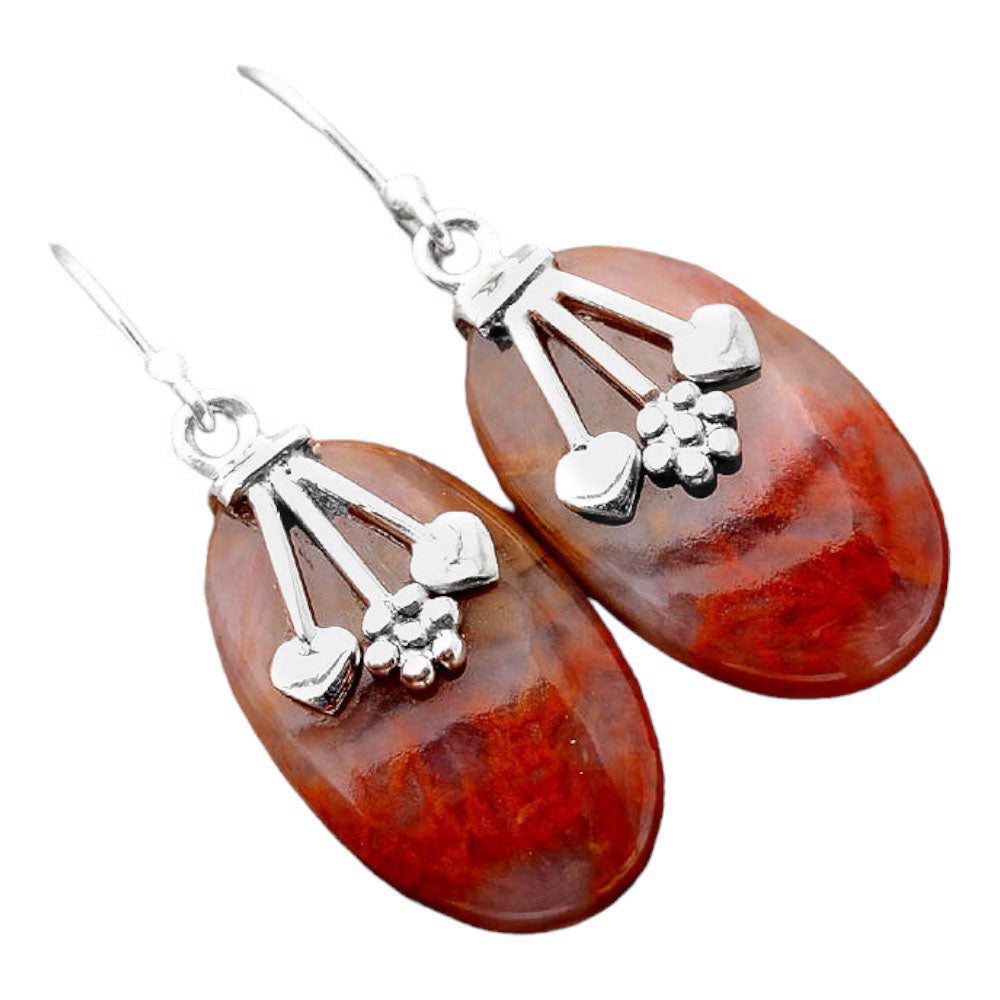 Natural Red Moss Agate Earrings E-1233 SDE86306